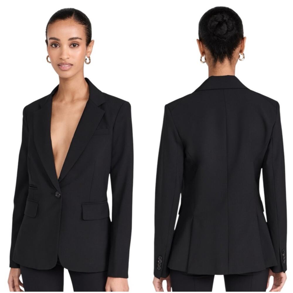 Veronica Beard Black Single-Button Tailored Blazer with Notch Lapel - Picture 12 of 14